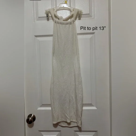 ARE YOU AM I Women's White Knit Halter Backless Mini Dress *See  Measurements*